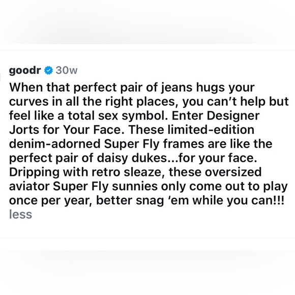 Goodr Limited Edition Super Fly Denim Aviator Glasses Denim Blue - Picture 3 of 11